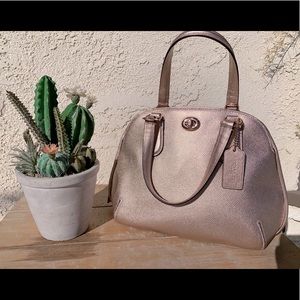 Coach Purse 
PRINCE STREET MINI ZIP SATCHEL IN
METALLIC CROSSGRAIN LEATHER